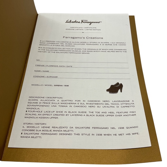 SALVATORE FERRAGAMO BLACK LIMITED EDITION ARCHIVES SIRENA 1938 SUEDE HEELED SHOE - Picture 10 of 12